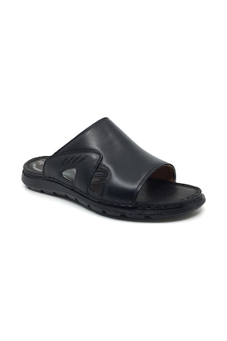 Luis Figo Deri Günlük Ortopedik Erkek Büyük Numara Terlik 39-49 Siyah