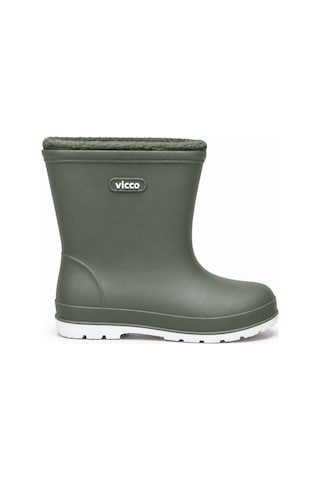 Vicco Mellow Kürklü Pvc Su Çizmesi Yağmur Botu Ortopedik Çocuk Bot Haki