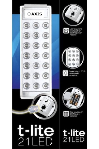 Axis T-Lıght 21 Led'Li Pratik Fener Pilli-Tel.Hat. Siyah