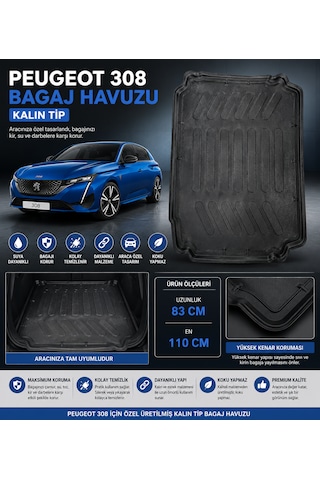 Peugeot 308 Bagaj Havuzu 2008-2013 Uyumlu