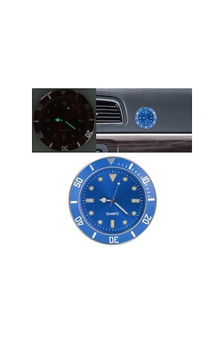 Araç İçi Yapıştırma Saat Araba Işıklı Saat Mavi