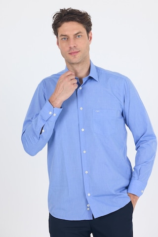 İmza Mavi Uzun Kol Pamuklu Basic Comfort Fit Gömlek 1004250002 Koyu Mavi