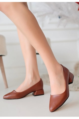 Desniy Taba Cilt Topuklu Ayakkabı Çok Renkli