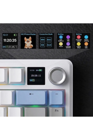 Aula F75 Max Mekanik Rgb Tkl Graywood V4 Switch Kablosuz Makrolu Hot Swap Türkçe Q Klavye Lacivert
