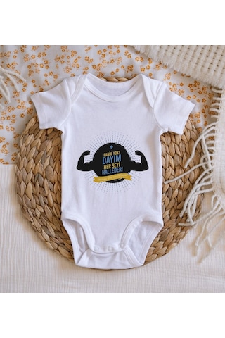 Bk Kids Dayım Her Şeyi Halleder Tasarımlı Bebek Body Zıbın - Model 1 9-12 Ay sarı