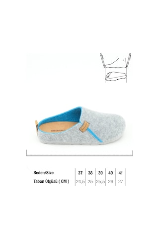 Gezer Kışlık Keçe Comfort Taban Kadın Ev Bahçe Terlik Gt1kze.15423.04.019.k08 Gri