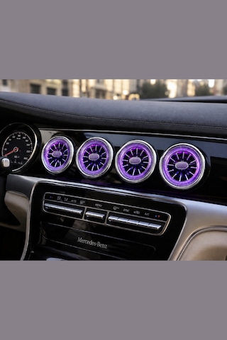 Vıp Universal Led Ambiyanslı Araç Klima Menfezi Bluetooth Kontrol 4 Lü Set 9-10cm Çap