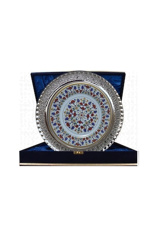 Armada Çini Prt 35 25 Cm Sarı Altın Yaldızlı Lale Karanfil Desen