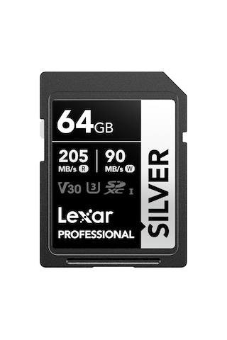Profesyonel Sılver Sd Kart 64 Gb, 205 Mb/s&apos Ye Kadar Okuma, 90 Mb/s Yazma, Sdxc Uhs-ı Hafıza Kartı, Sınıf 10, U3, V30, Profesyonel Fotoğrafçılar, Videografçılar, Meraklılar İçin Sd Kart