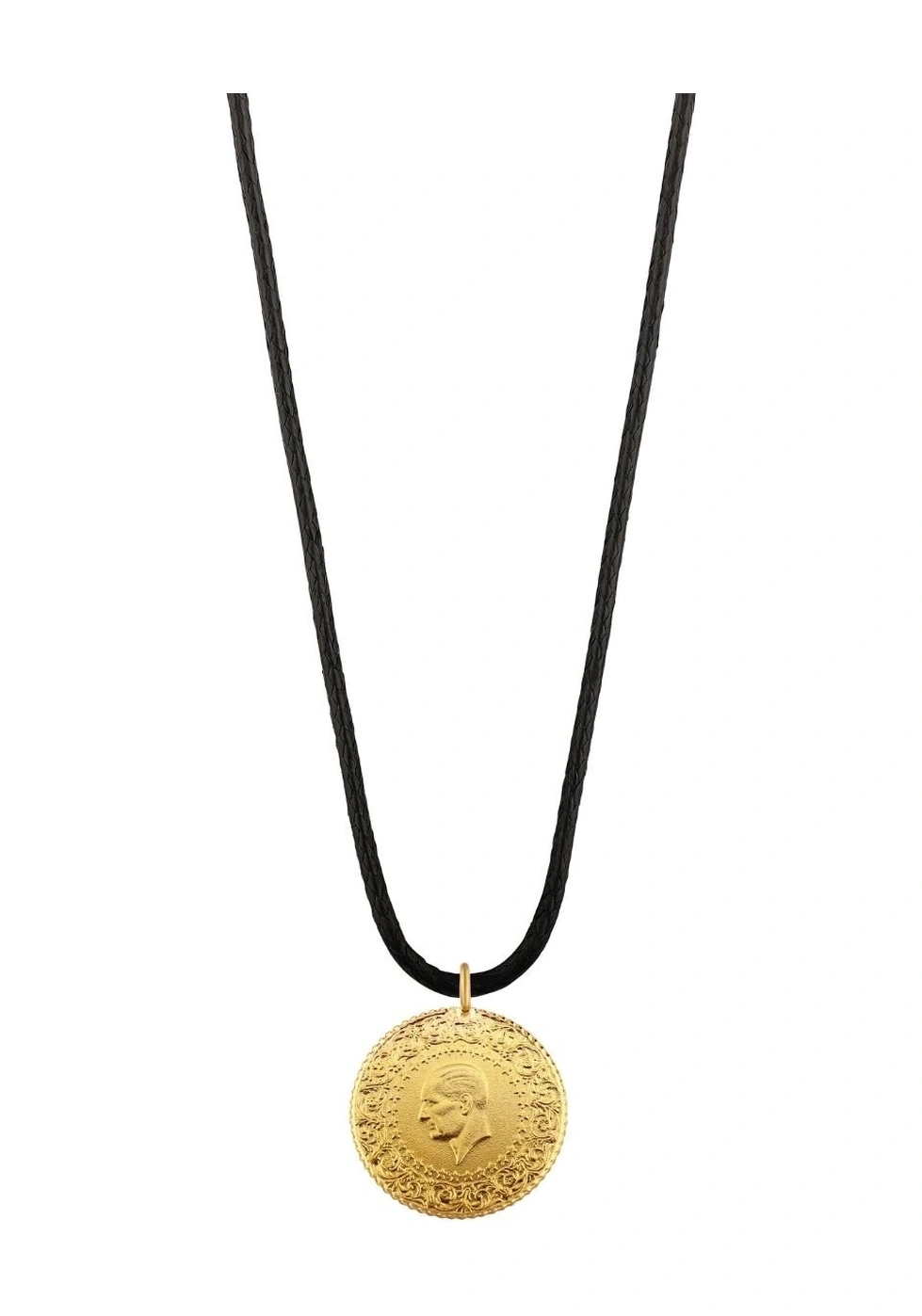 Agakulche 22 Ayar Çeyrek Altın Siyah İpli Kolye
