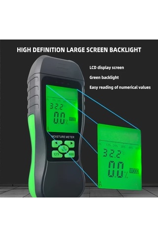 Honeybeeshop Siyah Ahşap Ve Beton İçin Çok Yönlü Nem Ölçer Kolay Okunur Lcd Ekran Dayanıklı Abs Yapı Aaa Piller Dahil Değil
