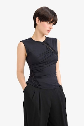 Defacto Slim Fit Dar Kesim Bisiklet Yaka Dantel Detaylı Kolsuz Bluz G4116ax25aubk81 Siyah-bk81