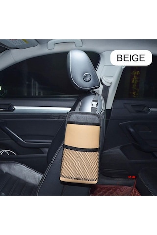 Seametal Araba Koltuğu Yan Saklama Çantası İç Oto Koltukları Yan Organizatör Su Bardağı Tutucu Aksesuarları Bej