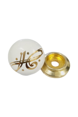Beyaz Porselen Desenli Gold Taban / 5 Adet Altın