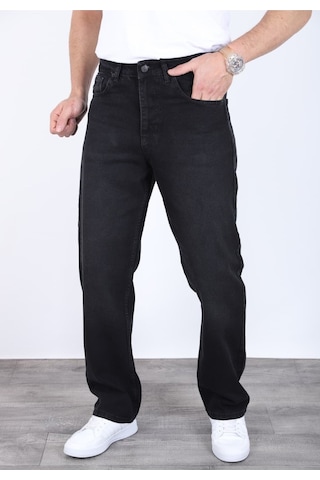 Blayn Jeans Erkek Antrasit Baggy Kot Pantolon - Geniş Kalıp Günlük Rahat Denim Jean Mat Siyah