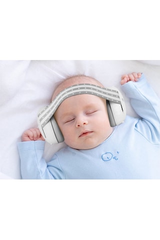 Snapbuy Bebekler İçin Gürültü Önleyici Kulaklık, Çocuklar İçin Ses Yalıtımlı Kulak Koruyucu Beyaz Gri