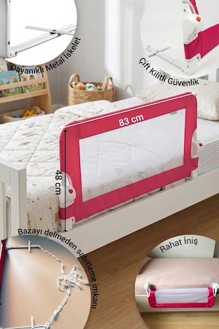 Wellgro Littles 83 48 CM Yatak Bariyeri, Çocuk Yatak Korkuluğu Pembe
