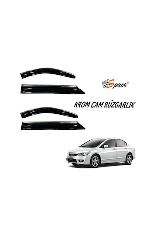 Space Honda Civic Uyumlu Krom Cam Rüzgarlığı 2016-2021 Caru411 O A144112021
