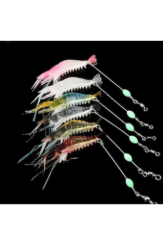 Hengjıa 6 Adet 5.3g/8 Cm Aydınlık Karides Yem Alabalık Bas Pike Yumuşak Lures Boncuk İle