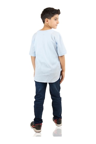 Eliş Şile Bezi Kısa Kol Şile Bezi Bisiklet Yaka Erkek Çocuk Tshirt Buz Mavi 3027