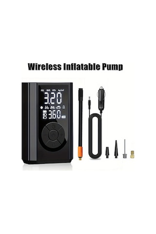 Willowhaven Siyah Kablosuz Elektrikli Şişirme Pompası 150psı Dijital Göstergeli Led Aydınlatmalı 2x2000mah Pil