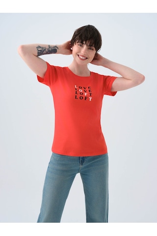 Loft Regular Fit Kırmızı Kadın T-shirt Lf2038544 KIrmızı Kırmızı