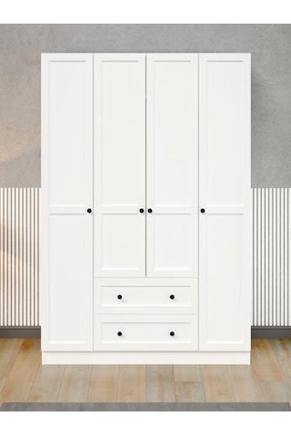 Kuzeylife Viena Modern Tasarımlı Membran Kapaklı 4 Kapılı Gardırop (50 cm Derinlik)