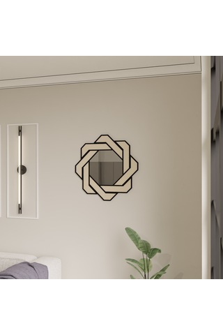 Dekoratif Modern Pleksi Aynalı Ahşap Duvar Dekoru Beyaz