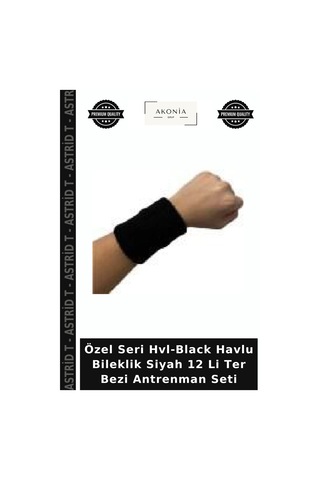 Özel Seri Hvl-black Havlu Bileklik Siyah 12 Li Ter Bezi Antrenman Seti