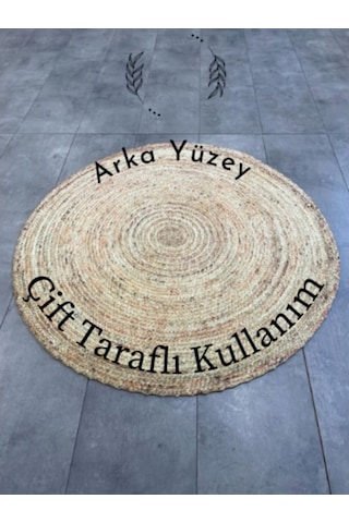 Jüt Yuvarlak Hasır Halı Yolluk Salon Oda Mutfak Halısı Ks-1057