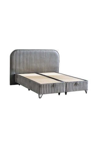 Line Visco Lüks Baza Ve Başlık Seti 140x190 Cm Çift Kişilik Baza Ve Başlık Takımı Koyu Gri Babyface