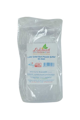 Lüks Çatal Sert Plastik Şeffaf 50 Adet 1 Paket Diğer