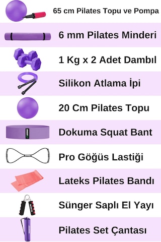 Kapsamlı Pilates Seti Tüm Ihtiyaçlarınız Tek Sette Mor