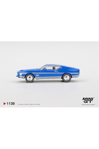 1:64 Ölçek Mini Gt Ford Mustang Mach 1 Grabber Blue Diecast Metal Minyatür Model Araba 5cm