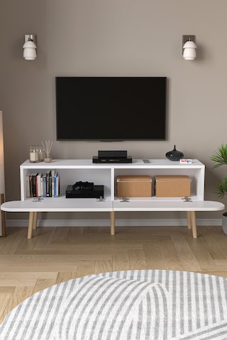 Tv Sehpası 2 Kapaklı Tv Sehpası Düşer Kapaklı Tv Ünitesi Televizyon Sehpası 120 Cm Sicilya Beyaz Beyaz