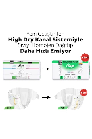 Sleepy Natural Double Soft Ultra Avantajlı Mega Paket Bebek Bezi 5 Numara Junior 192 Adet