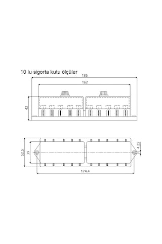 Standart Bıçak Sigorta Yuvası Kutusu 10 Sigortalık