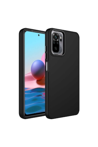 Zore Redmi Note 10s Kılıf Metal Çerçeve Ve Buton Tasarımlı Silikon Msra Luna Kapak - Pembe Pembe