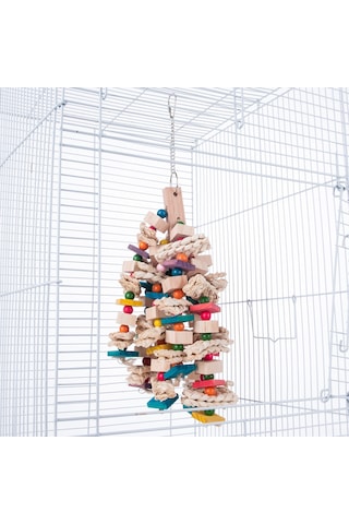 Vkemall Orman Ağaç Ve Mısır Kabuğu İle Yapılmış Papağan Diş Ve Gagası Gıcırdatma Oyuncak - Orta Ve Büyük Boy Kanatlılar İçin Dayanıklı Ve Kolay Monte Edilebilir