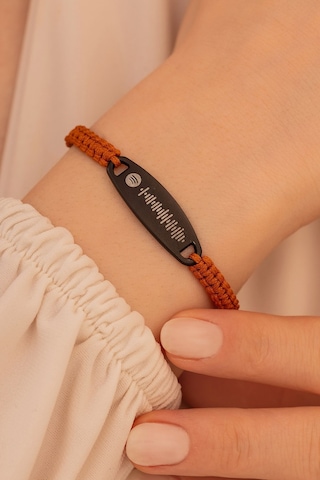 Spotify Kadın Çelik Bileklik Turuncu Siyah Elips Model Çelik