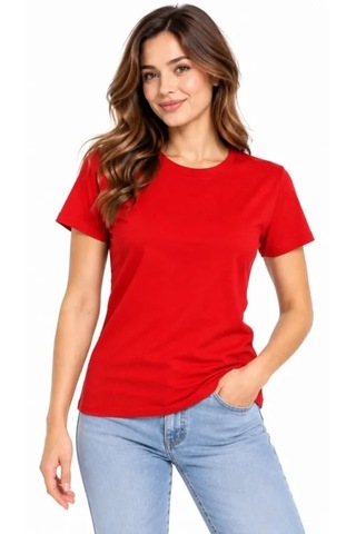 Butik İstanbul Basic Tişört Bisiklet Yaka Kısa Kol Günlük Yazlık Slim Fit T-shirt Kırmızı