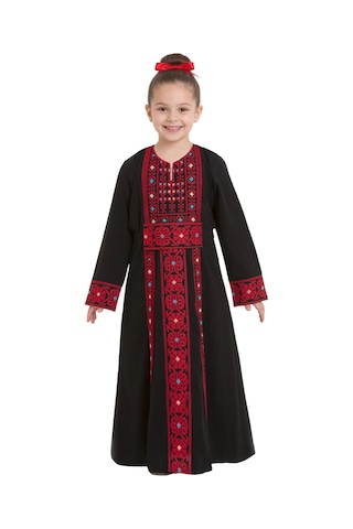 Zaytoon Filistin Kırmızı Ve Renkli Geleneksel Filistin Kız Çocuk Elebise C400005