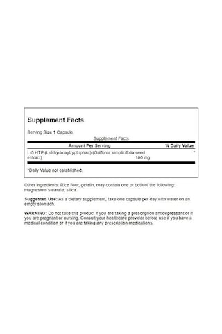 Swanson Extra Strength 5-htp 60 Capsules, 100mg Each