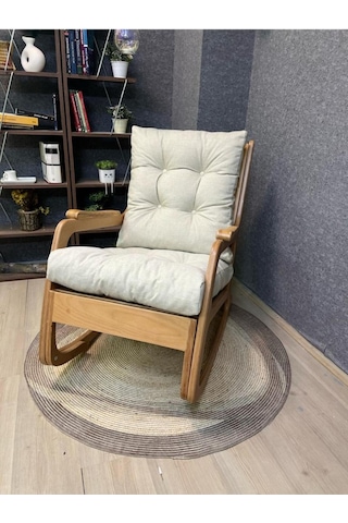 Asedia Kontes Naturel Krem Dolgu Minderli Sallanan Sandalye Dinlenme Koltuğu