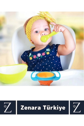 Premium Bpa Free Pratik Kolay Temizlenir Dönen Tasarım Eğlenceli Dökülmeyen Bebek Mama Kasesi Çok Renkli