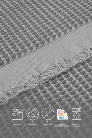 Elart Ruffle Pike Çift Kişilik 220x240 Cm Gri Gri