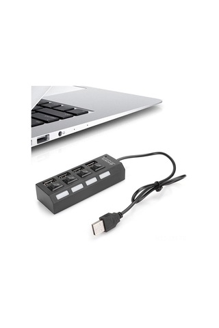 Ximistore9 Usb 2.0 Hub Siyah 4 Portlu Bağımsız Anahtar Ve Led Göstergeli, 480mbps Hızlı Veri Transferi, Çoklu Cihaz Uyumlu