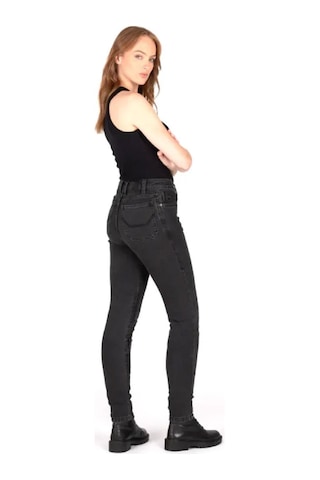 Knox Colton Skinny-fit Korumalı Denim Kadın Motosiklet Pantolonu Koyu Gri