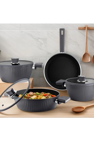 Lines L5090 İndüksiyonlu-bioseramik Kristal 7 Parça Tencere Seti