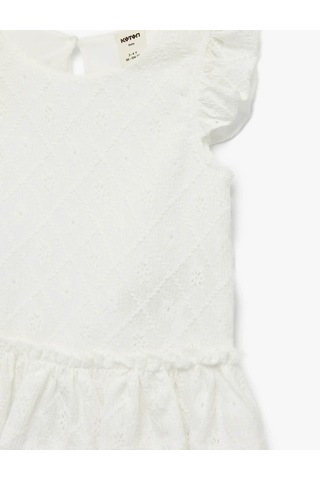 Koton Fırfır Detaylı Ekru Kız Bebek Kolsuz T-shirt 6smg30025ak Ekru
